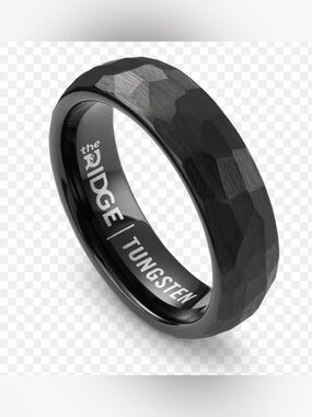 Black Tungsten Faceted Men's Ring